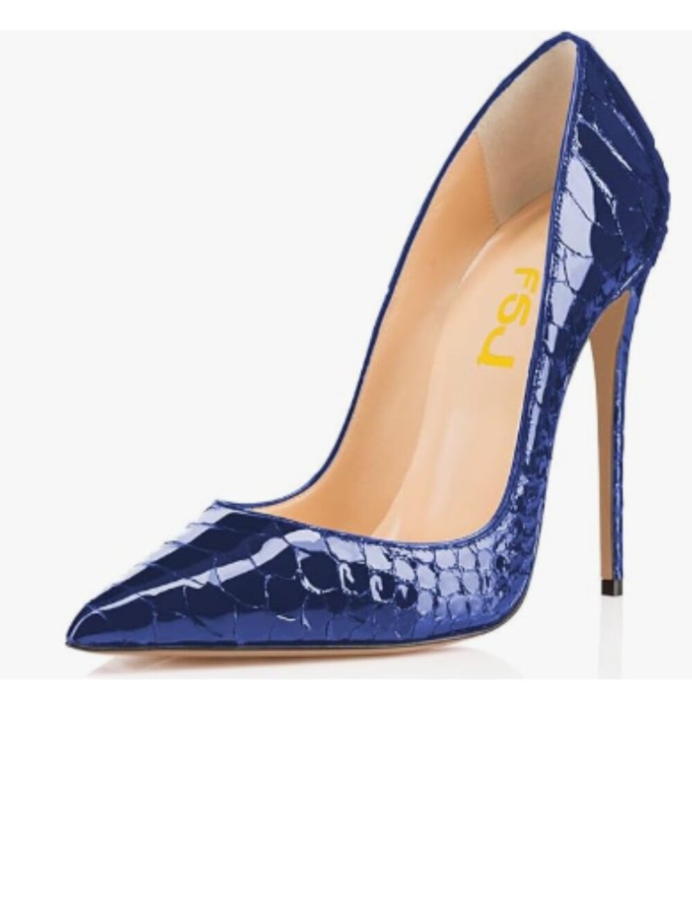 FSJ Navy Snake Pointed Toe Pumps High Heel Sexy Stilettos Slip On Office Shoes